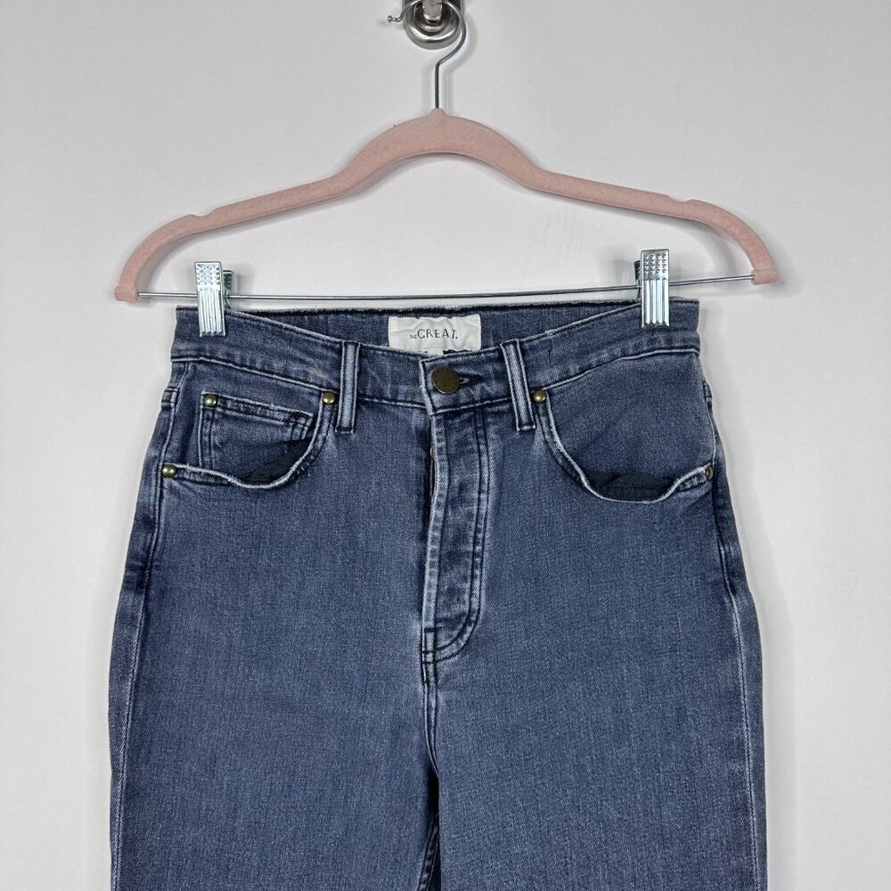 The Great The Straight A Cropped Jeans High Rise Button Fly Indigo 25 #A1228 - Picture 3 of 10